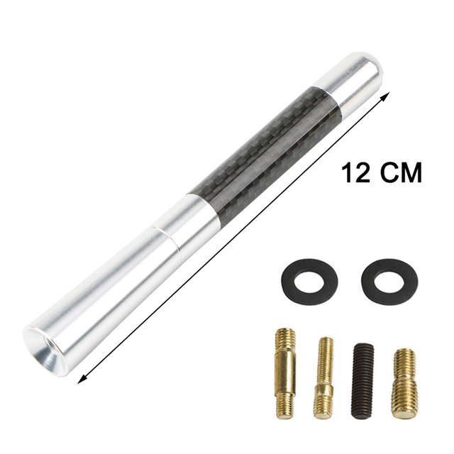 Car Roof Antenna Carbon Fiber 3.5/8/12cm Radio Aerial Antenna Radio FM/AM Metal Receiving Antennas Short Stubby Mast Antenna: Red