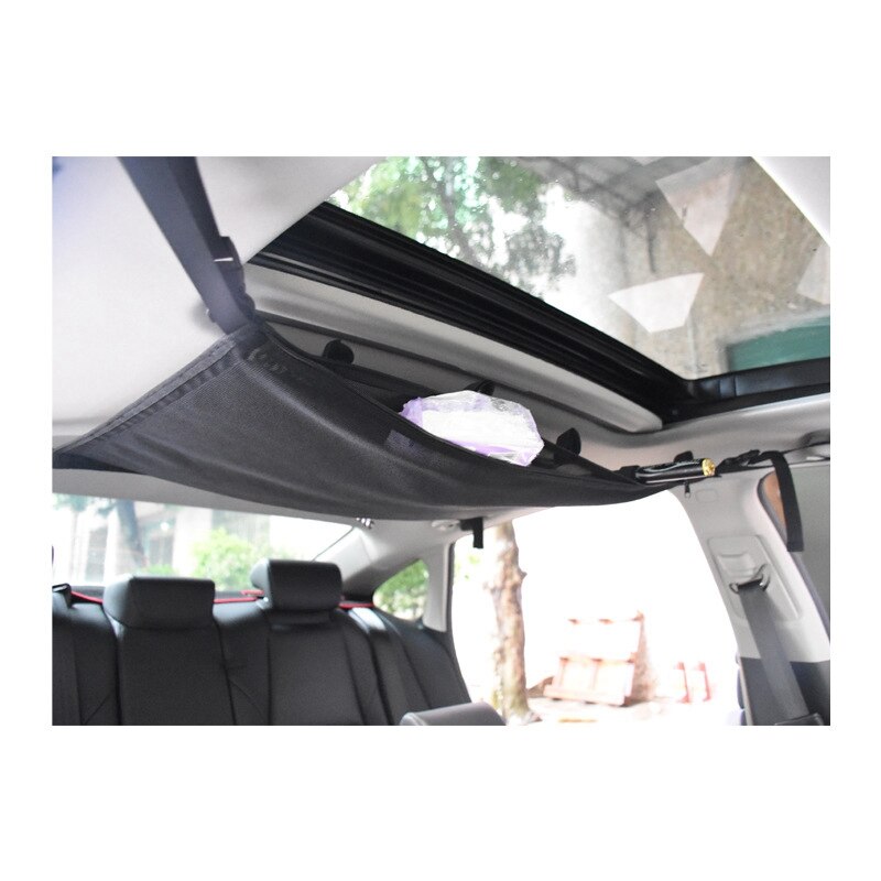 Car Fishing Rod Roof Cargo Storage Net Universal Car Roof Interior Cargo Net Bag Multifunction Accessories