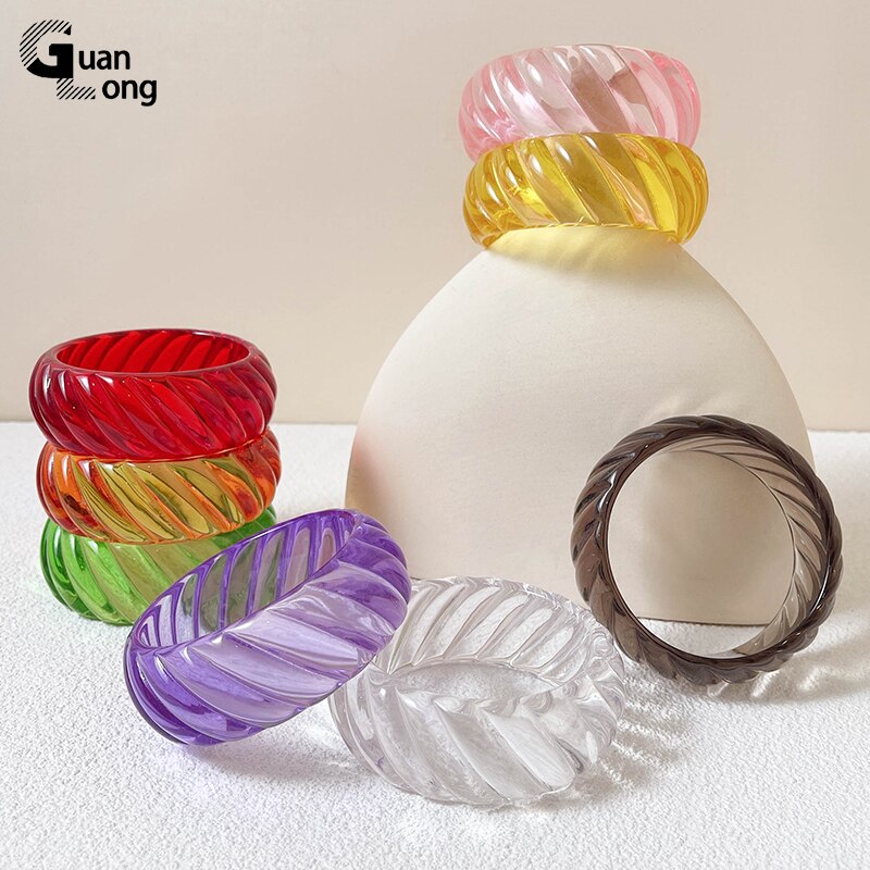 GongLong braccialetti acrilici colorati trasparenti di moda per donne ragazze braccialetti geometrici indiani larghi con ciondolo di design