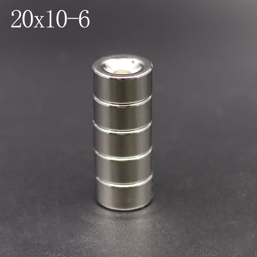 2/5/10/20Pcs Neodymium Magneet 20mm x 10mm Gat 6mm N35 NdFeB ronde Super Krachtige Sterke Permanente Magnetische imanes Disc