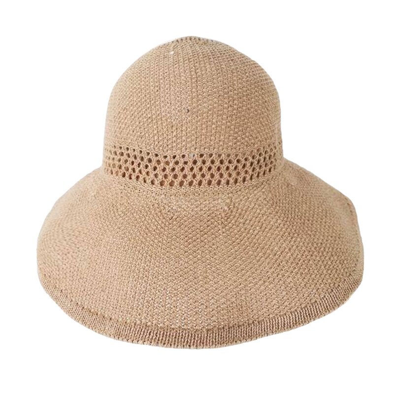 Sommer dam stråhat stor skygge solcreme uv beskyttelse strand hat dame rejse fritid hat: Khaki