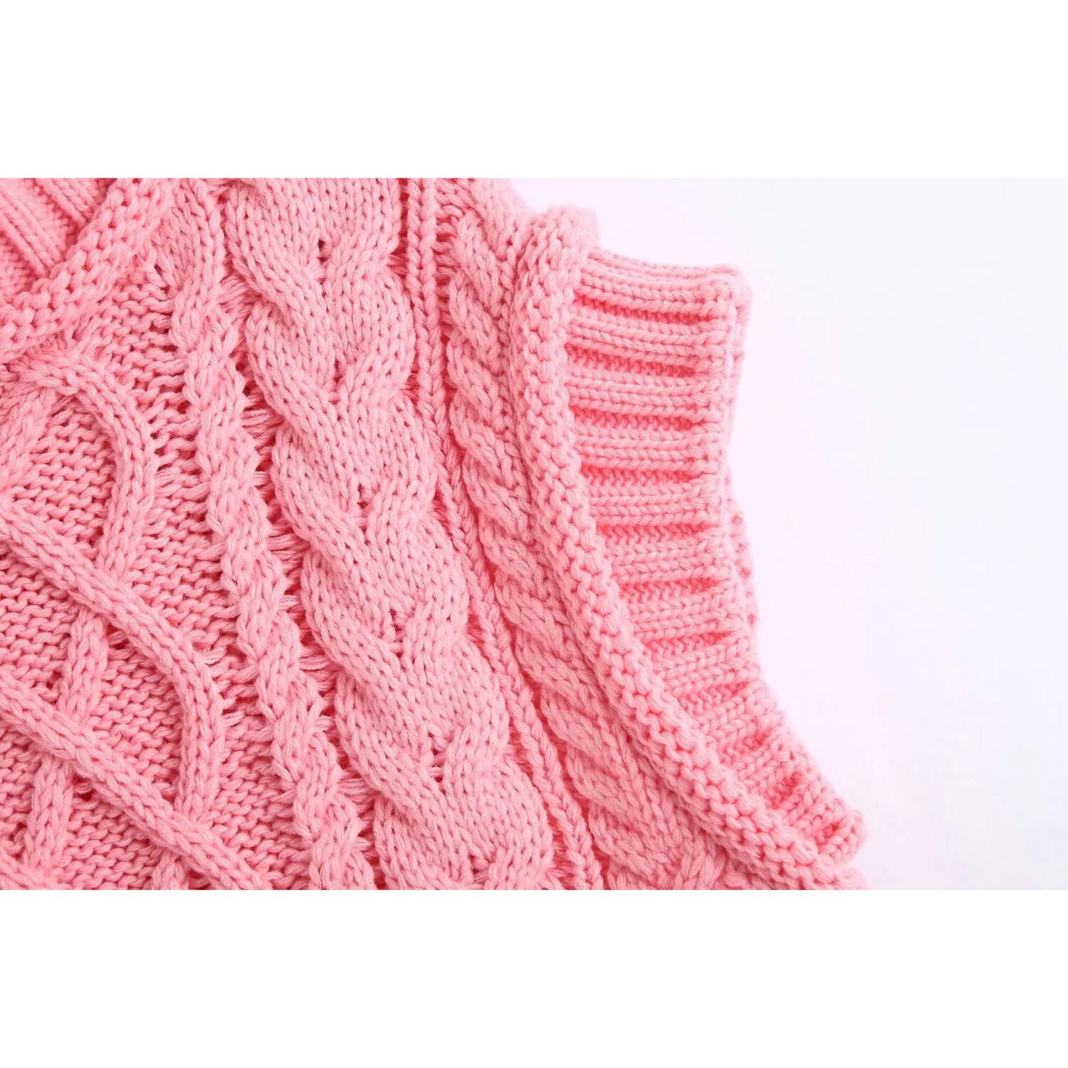 Pen rosa genser vest dame kabelstrikket ermeløs strikk genser genser genser cropped bomull genser tank
