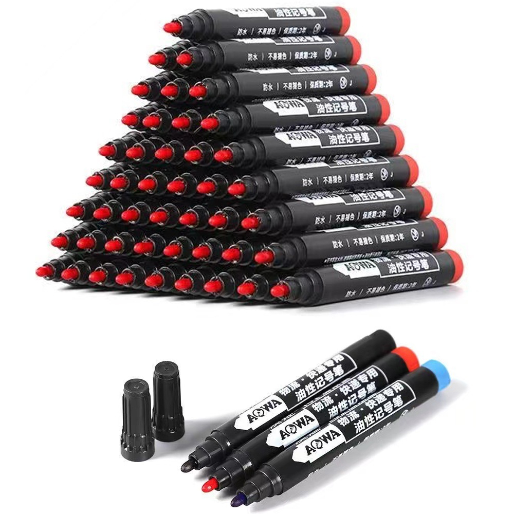 Rotuladores a base de aceite impermeables, tinta negra, azul y roja para vidrio, Metal, papelería, arte, dibujo, suministros escolares de oficina, 5-50 Uds.