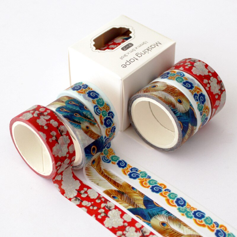 Papier décoratif japonais, 3 pièces/pièce, motif Floral fleur de cerisier, masquage, ensemble de bandes Washi, autocollants, artisanat et Scrapbooking