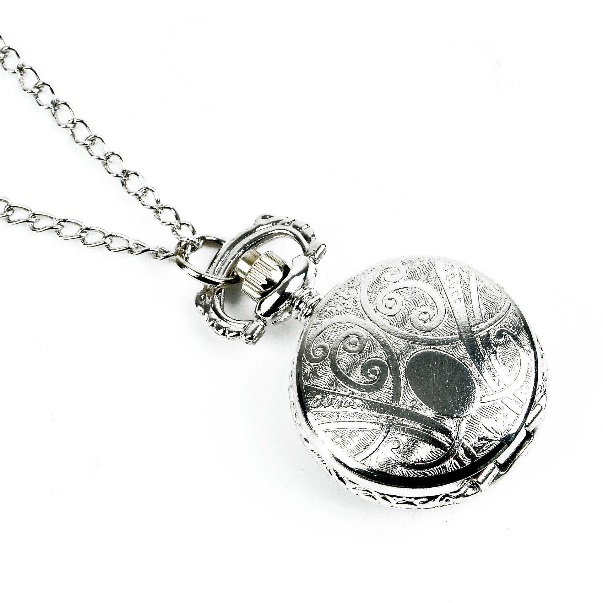 Wild simple small silver apple pocket watch