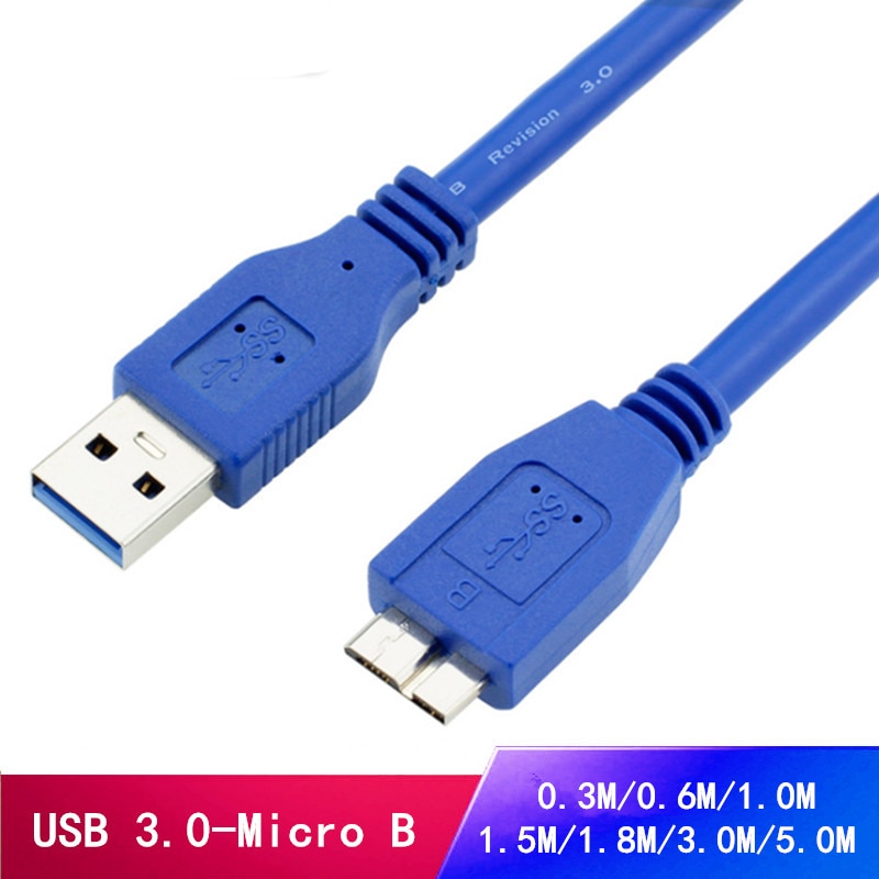 0.3m-5.0m usb 3.0 hann a til micro b kabel ledning adapter omformer for ekstern harddisk disk hdd høy hastighet