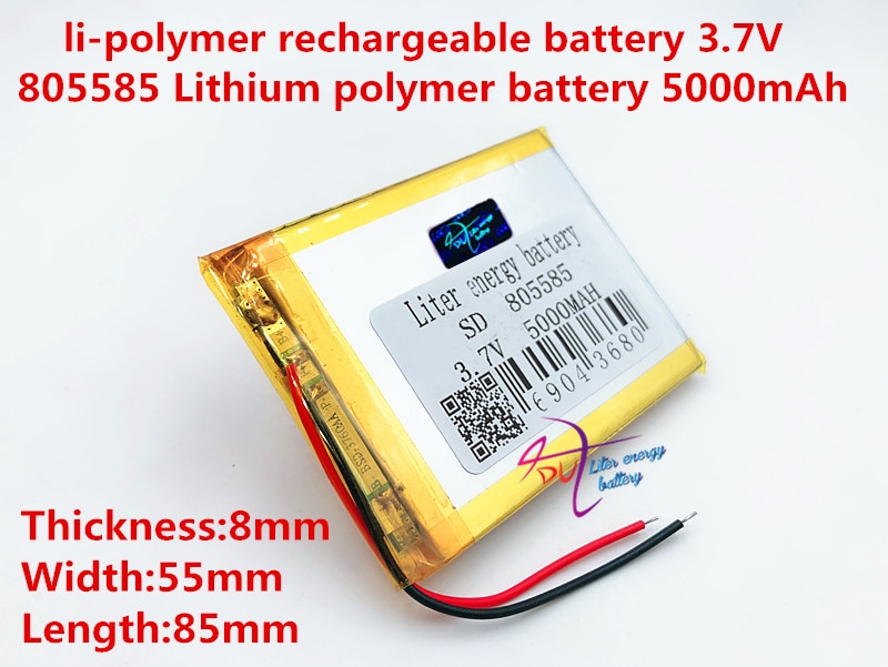 Li-po-pilas recargables de polímero de litio, 3,7 V, 5000mAh, 805585, para Mp3, MP4, MP5, GPS y móvil