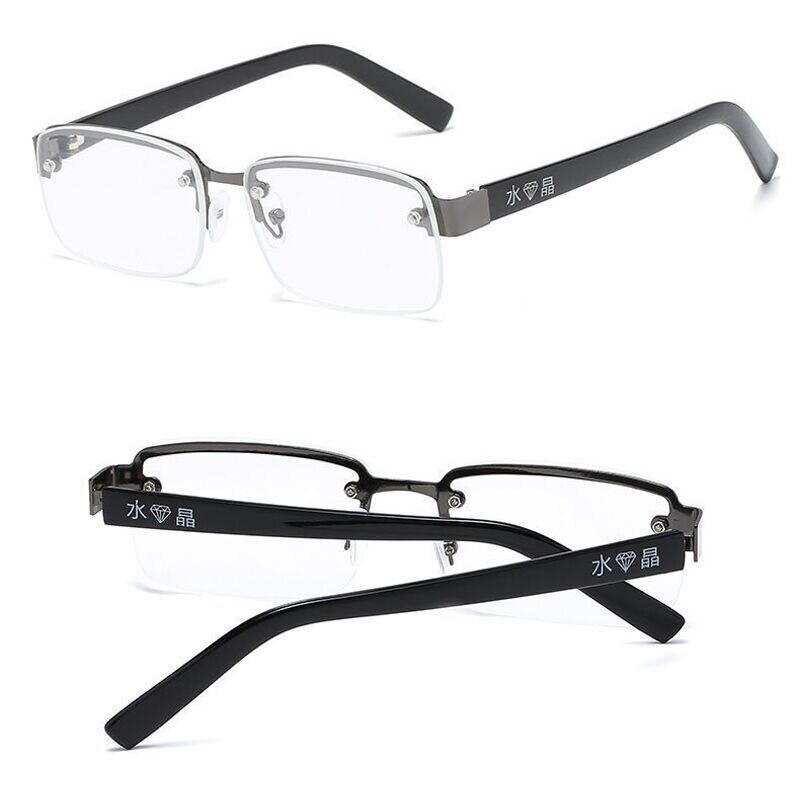 Anti-Scratch Real Glass Lens Reading Glasses Unisex Ultralight Full Rim Unbreakable Presbyopic Diopter Eyewear gold/silver: +150 / black