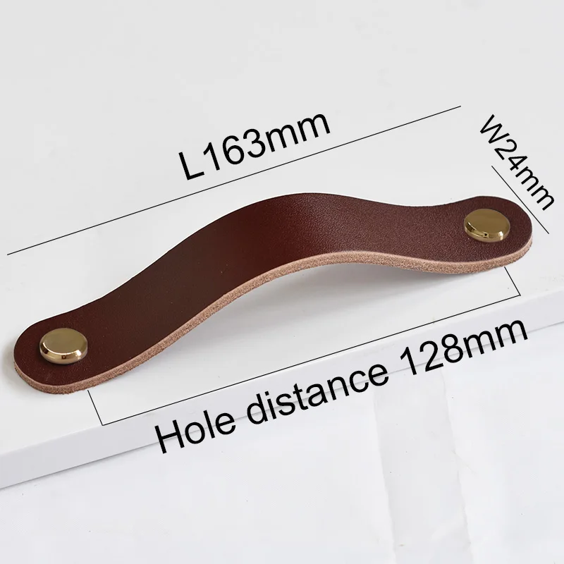 Boutons en cuir marron meubles rétro européens tiroir armoire porte poignée placard armoire à chaussures peau de vache tire bouton: green