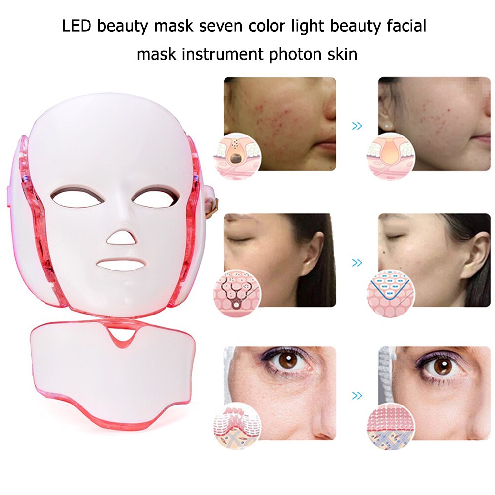 7 Colors LED Light Facial Mask Photon Therapy Freckles Red Blood Streak Reduction Pore Tightening Skin Firming Beauty Device