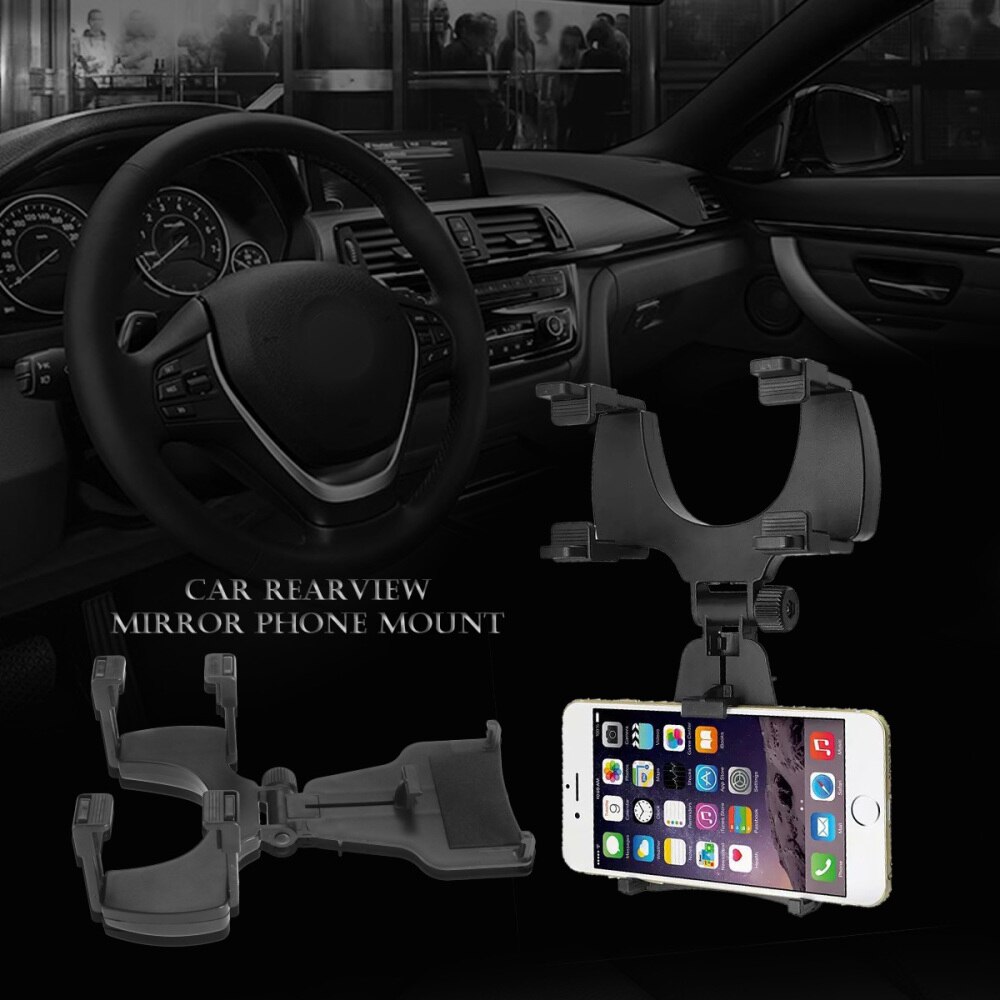 Cell Phone Car Mount Review Mirror Phone Holder Cradle Stand for GPS (Black): Default Title