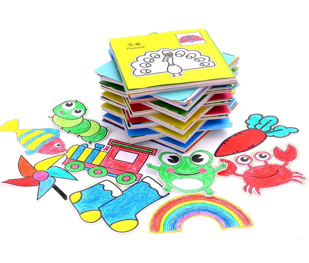 59Pcs Kids Cartoon Color Paper Folding Cutting & Stickers Toys Child Kingergarden Art Craft DIY Learning Education Toy ZXH