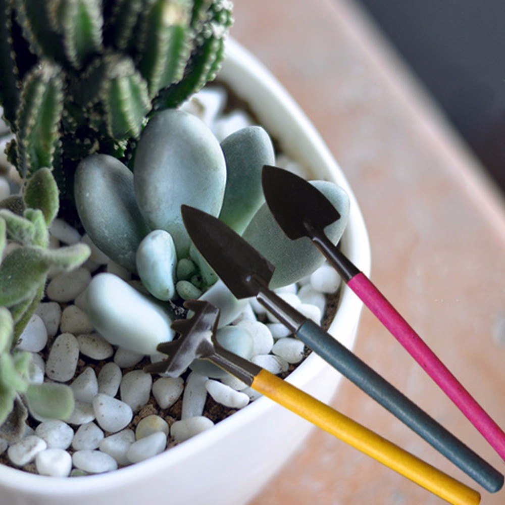 1 x Rake+2 x Shovel Mini Garden Gardening Plant Tools Set with Wooden Handle Shovel Spade Rake #5A50070