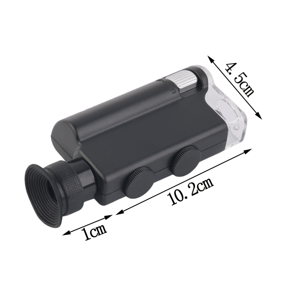 Mini microscopio portátil bolsillo 200X ~ 240X lupa de mano luz LED para lámpara Zoom lupa lente de bolsillo