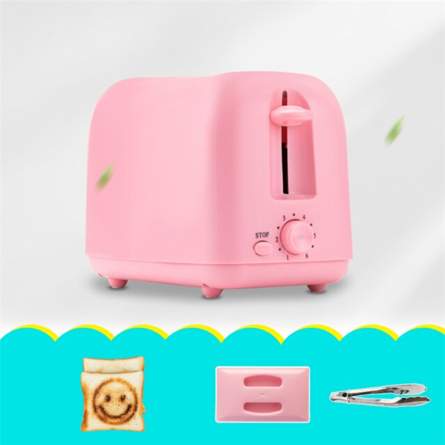 Breakfast Toaster Home Toaster Multi Function Mini Automatic Heating Bread Toaster Smiling Face Sandwich Machine: pink b 1