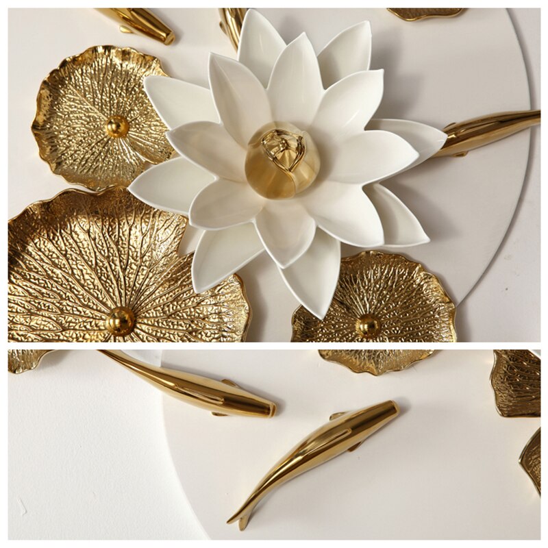 Kreative 3D Stereo Fisch Lotus Blatt Zauberstab Hängen Ornament Dekoration Hause Sofa Hintergrund Harz Blume Handwerk Hotel Wandbild