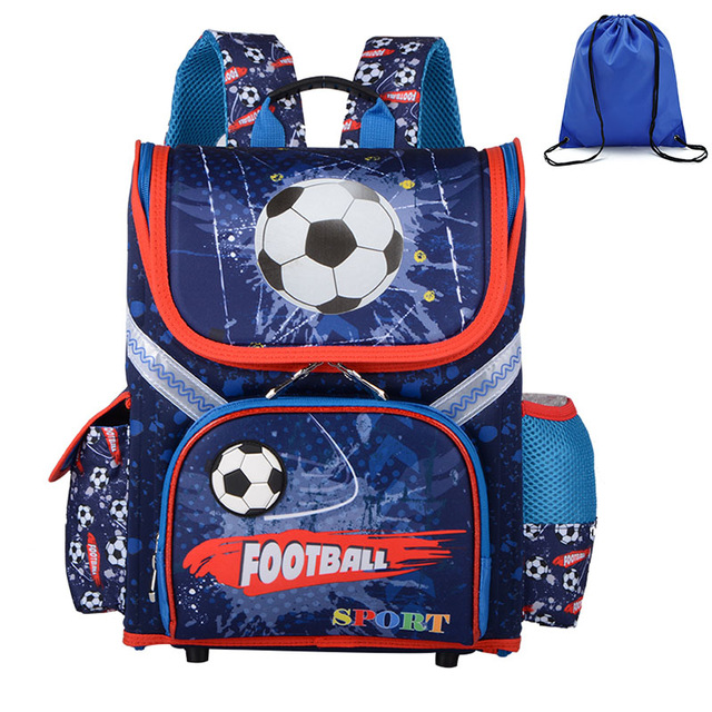 Cartoon1-5 Grade School Bags Backpack For Girls Boys Football Children Orthopedic EVA Backpack Mochila Infantil: Football