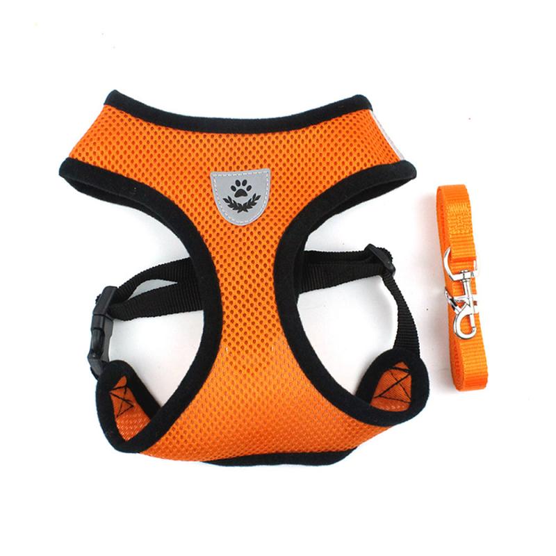Dog Harness Vest Training Puppy Soft Mesh Pet Harness For Dogs Cats Small Nylon Chest Strap Bulldog Mascarillas Home Garden: Orange / S