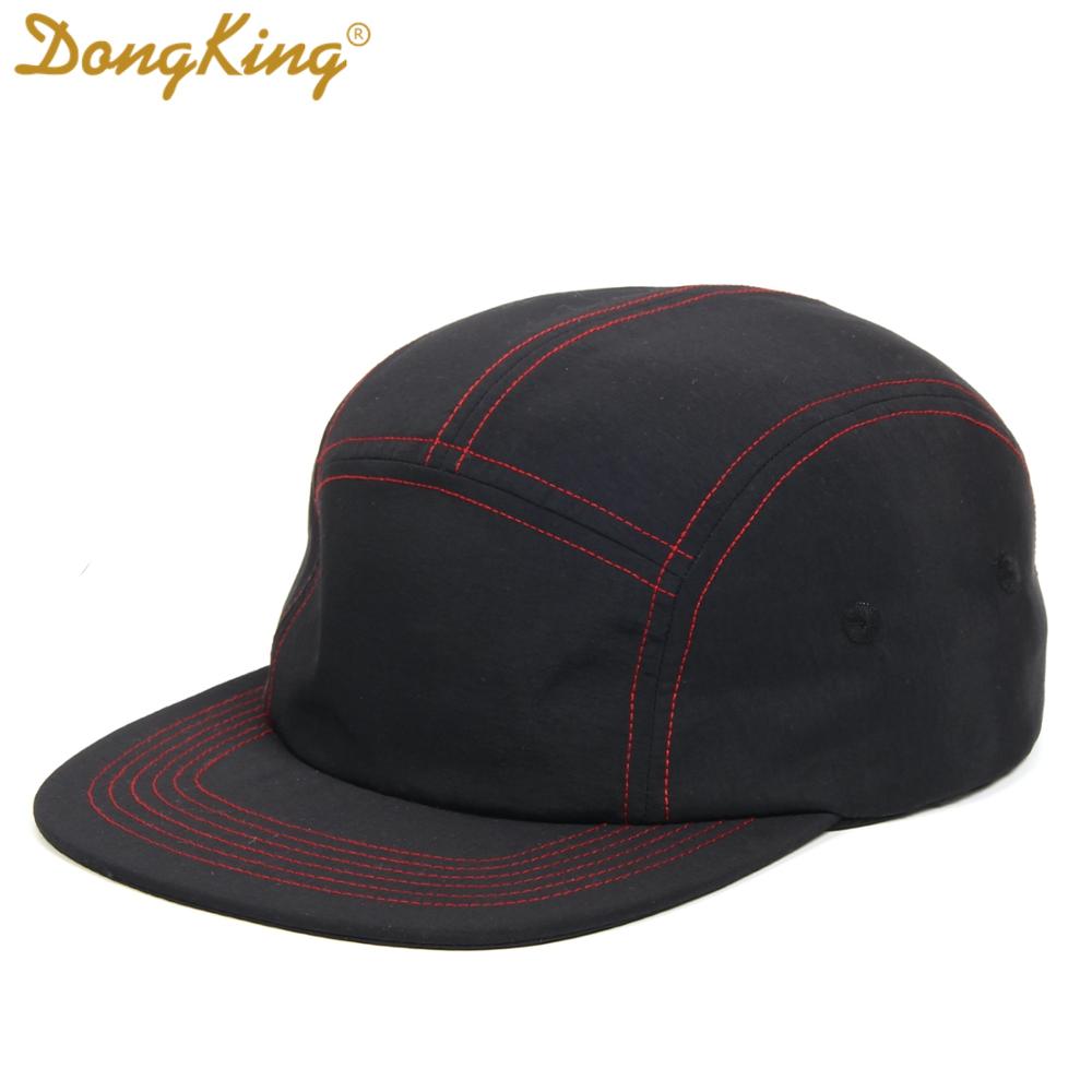 Dongking 5 Panelen Classic Baseball Cap Korte Rand Baseball Cap Taslon Splash Proof Stof Snel Droog Hoed Flat Bill big Size: Black Red / 58-60cm Adjustable