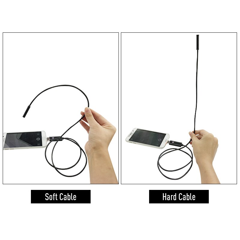 AN99-cámara endoscópica 2 en 1, lente de 8mm, 720P, cable duro suave, impermeable, OTG, Micro boroscopio de inspección USB, para teléfono Android