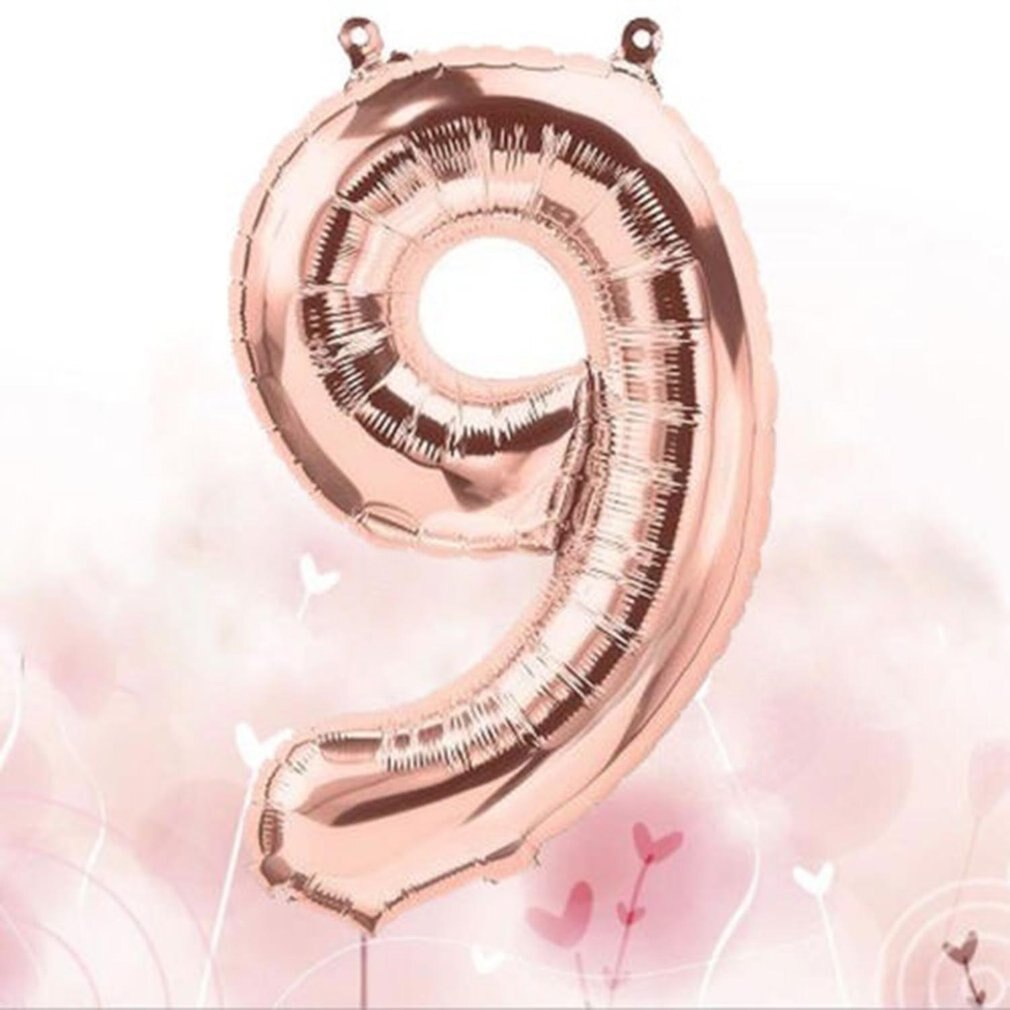 Roségouden aluminium nummerballonnen luchtballonnen happy birthday bruiloft decoratie ballon evenement feestbenodigdheden: 9