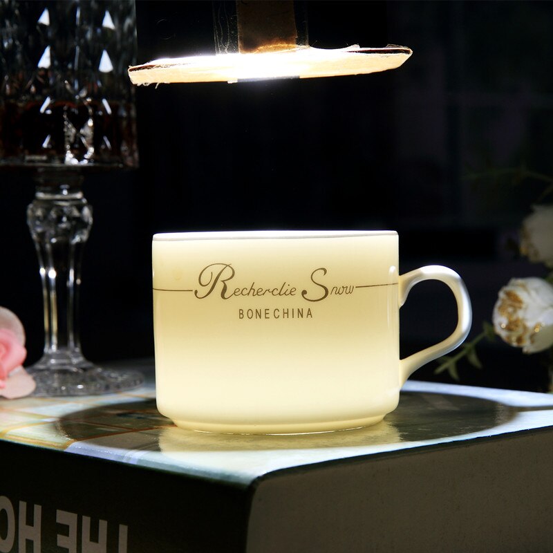 Mini Wit Keramische Kopje Thee Set Met Lepel Cappuccino Herbruikbare Koffie Mok Afternoon Tea Koffie Kopjes Kopjes En Schoteltjes AF50BD