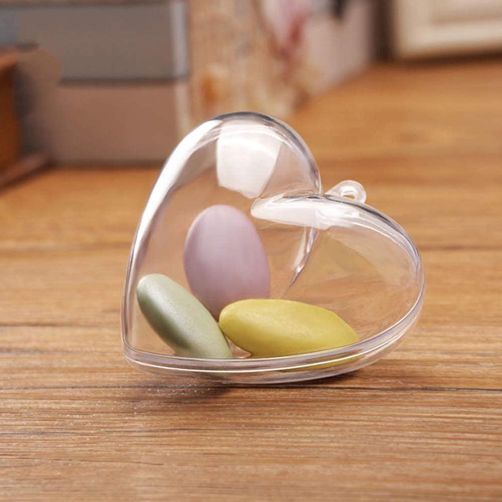 5pcs Heart Shape Transparent Plastic Ball Clear Plastic Craft Ball Heart Shape Baubles For Christmas Wedding Decoration T8w4