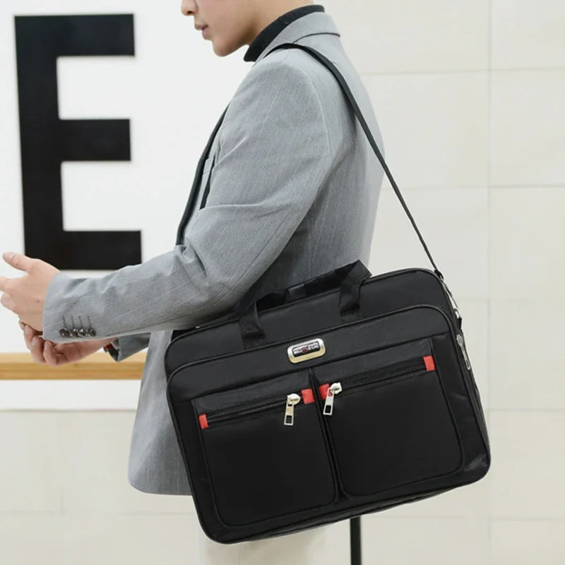 Eenvoudige Tote Heren Bedrijfsaktentas Handtas Voor 15,6 inch Laptoptassen Grote Capaciteit Schoudertassen Reisnotebook Messenger Bag