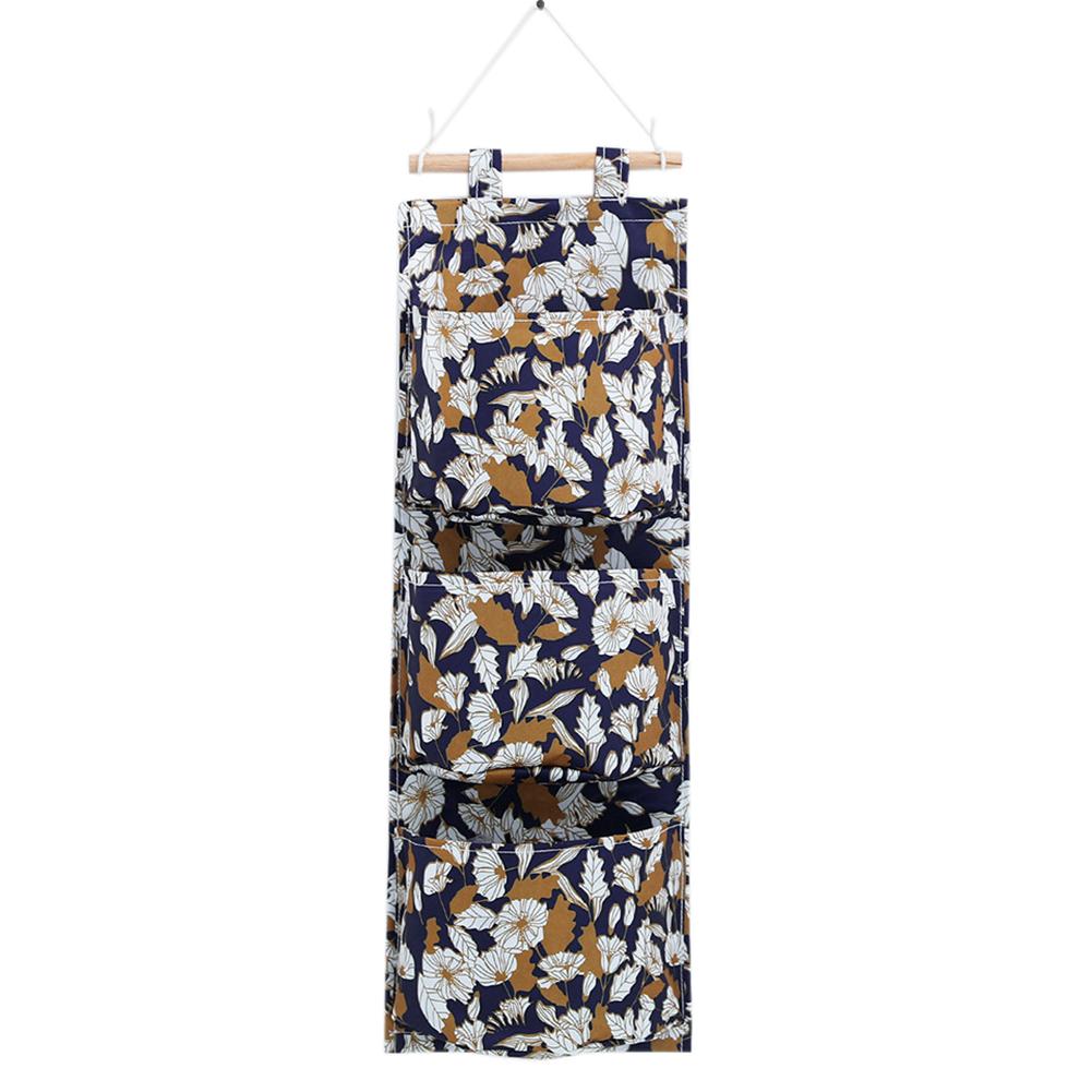 Oxford tissu impression sac de rangement suspendu 3 poches mural armoire accrocher sac pochette murale cosmétique jouets organisateur: E