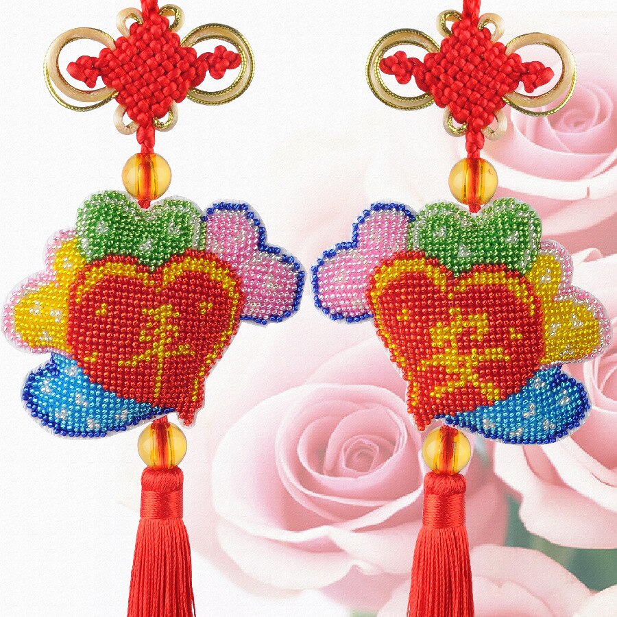 Car Key Chain Accessories Stamped Crafts DIY Printed Cross-Stitching-Kit Embroidery Stich-Bead Needlework 088