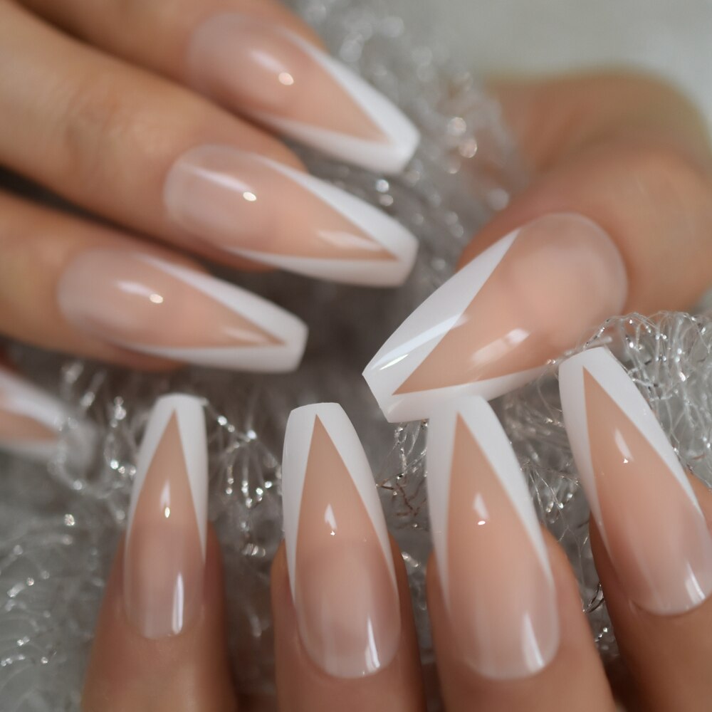 Faux-ongles en forme de cercueil de taille moyenne, couleur lait, jolis ongles, presse sur faux ongles, fournitures pour professionnels, 24 pièces/ensemble: L5651