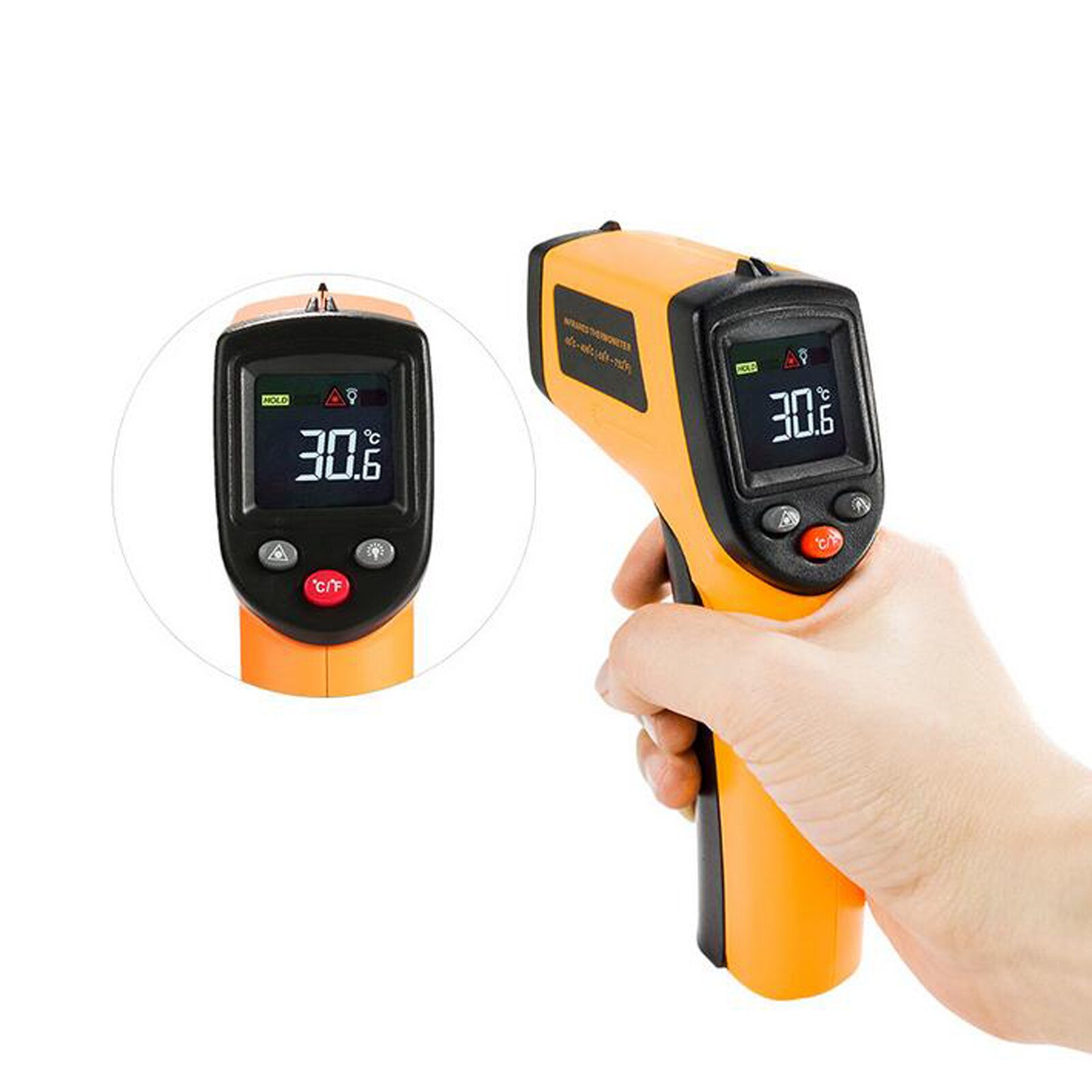 40# High-precision Infrared Thermodetector Detector High Precision Thermometer Kitchen HandHeld Oil Temperature Gun