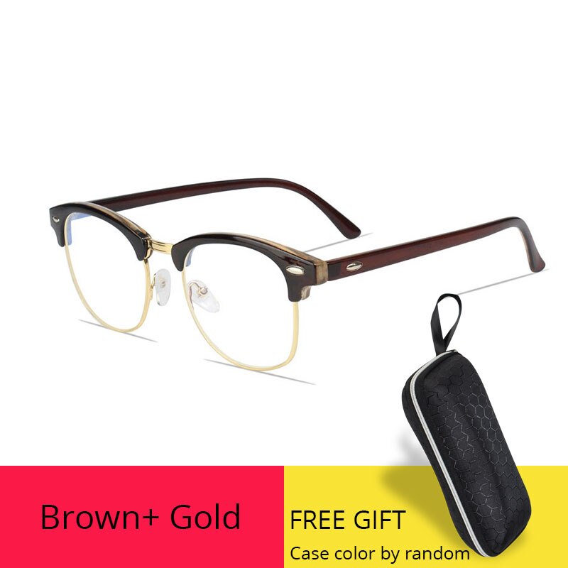 Transparent Computer Glasses Blue Light Blocking Women Men Spectacle Frame Anti Blue Ray Anti Radiation Clear Eyeglasses: Brown n Gold