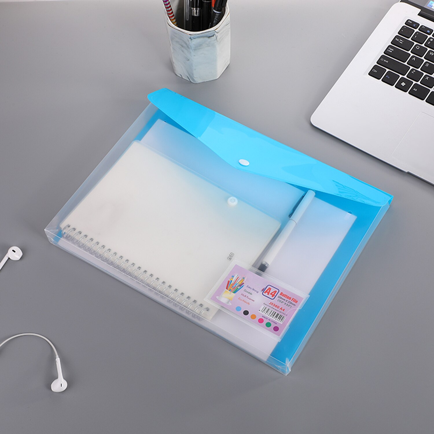 A4 Size Plastic Envelopes File Folder with Label Pockets Expanding Paper Documents Organizer for School Home Office