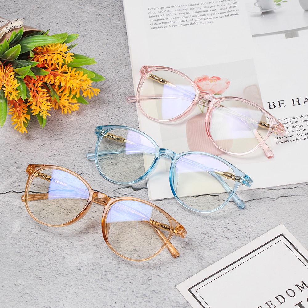 Retro Transparent Clear Flat Lens Frame Blue Light Blocking Glasses Clear Lens Plain Glass Spectacles Eyeglasses