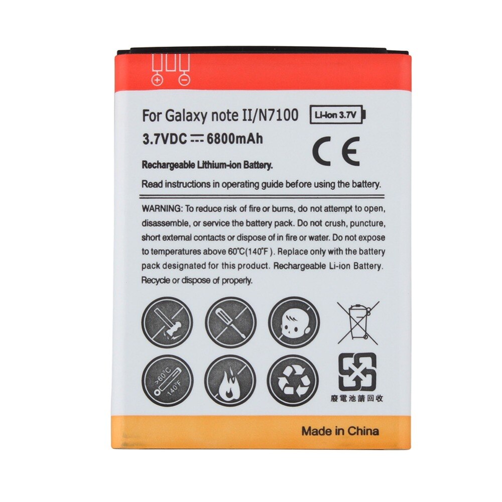 Alta Capacidade 6500 mAh Substituição Prolongado Bateria + Black Tampa Traseira Do Telefone Para Samsung Galaxy Note II Nota 2 N7100