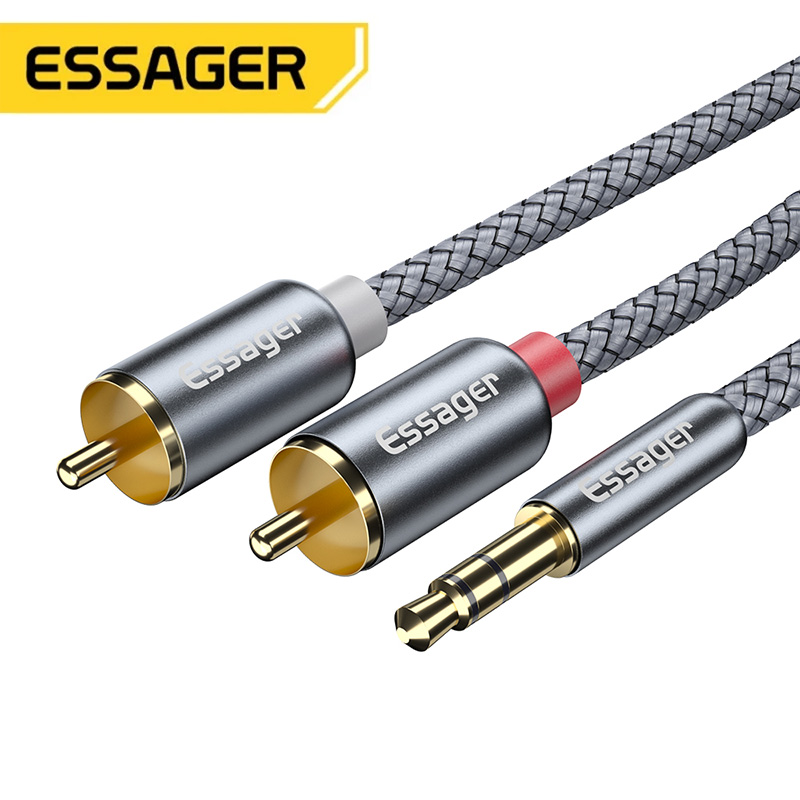 Essager Cable de Audio RCA Jack 3,5 a 2 Cable RCA conector de 3,5mm a 2RCA macho Cable Aux divisor para TV PC amplificadores Cable de altavoz DVD