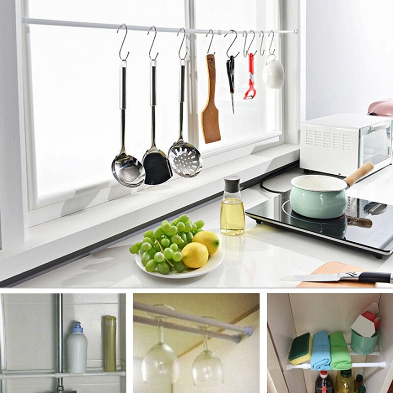 AFBC Stretching Rod 28-48 Inch Multi-Function Telescopic Rod, Curtain Spring Rod, for Kitchen Window Layer Hanging Bathroom 4PCS