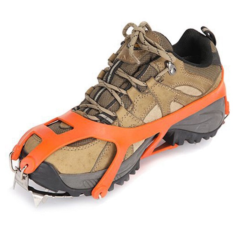 Crampones antideslizantes para senderismo al aire libre, escalada, Paseo de invierno, 18 dientes, zapatos de nieve para pesca en hielo, cubiertas de acero de manganeso para zapatos, zapato de punta