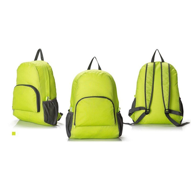 Bærbar udendørs folde rygsæk rejse vandretaske vandtæt nylon sportshud taske rygsæk mandlig og kvindelig universal: Fluorescerende grøn