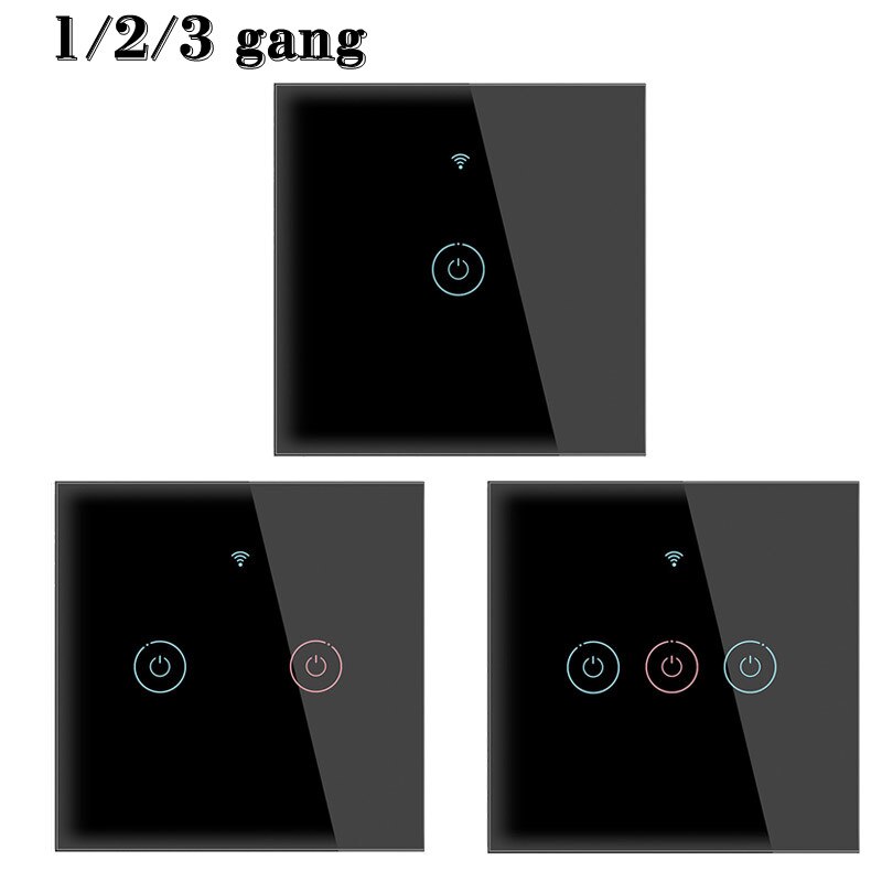 Smart Home No Neutral Wire Required Smart Touch Switch Wifi Wall Light Switch Single Fire Wire Switch Alexa Google Home Tuya App: 2 Set