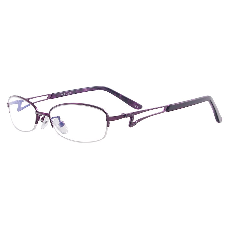 Women Half Rim Oval Eyeglasses Frame Metal Prescription Glasses Frame For Optical Lens Myopia Reading Multifocal: Purple 