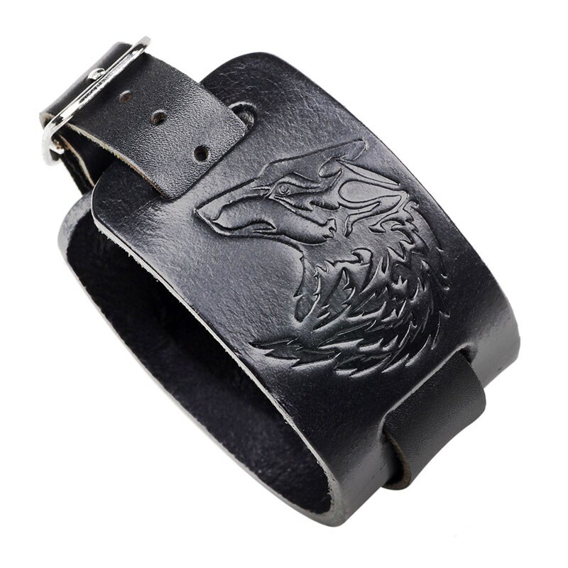 thumbnail image 2 of Edgy Punk Leather Cuff Bracelet For Men - Double Wrap Studded Wristband, Vintage Black 2 of 6