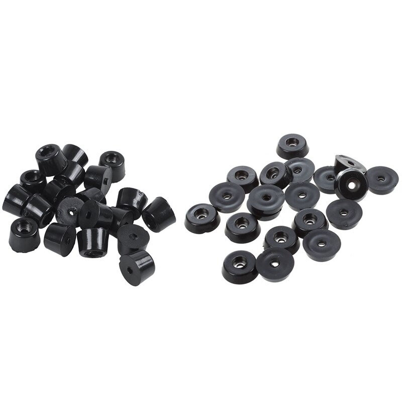 40Pcs Rubber Anti Vibration Conical Shape Furniture Table Chair Leg Tip Foot Pads Black - 20Pcs 14X9X12Mm &amp; 20Pcs 18X15X5Mm: Default Title