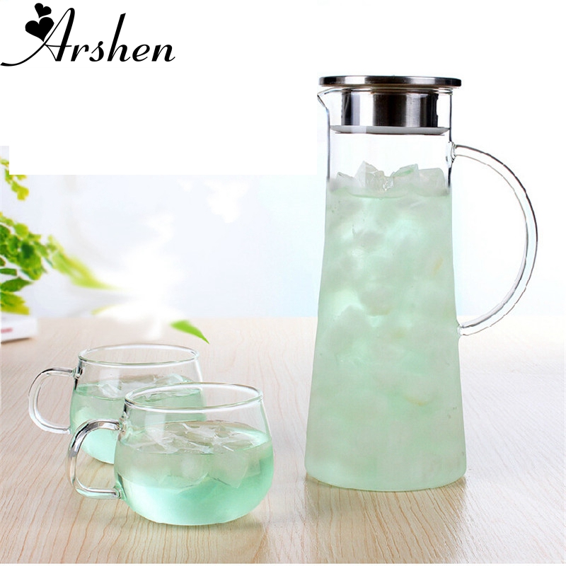 Arshen 1800 ml Sap Bloem Glas Ketel Grote Outlet Waterkan Hittebestendige Transparante Container met Rvs Zeef