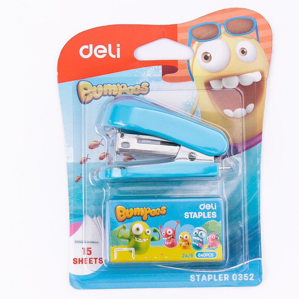Deli Mini Stapler 24/6 26/6 1 Set with staples Cartoon student cute stapler stationery office supply School accessory E0352