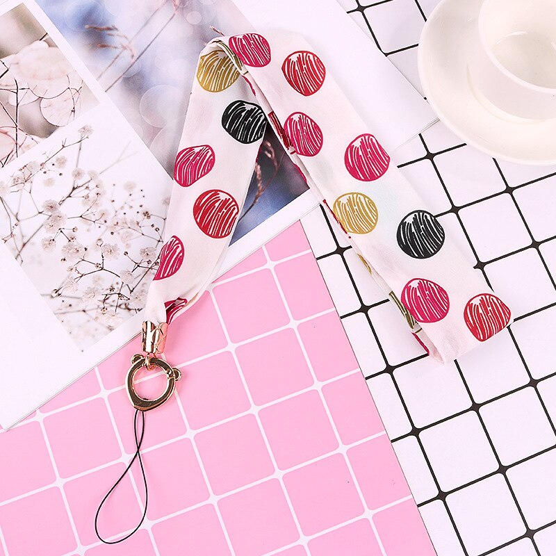 Mobile silk Lanyard neck strap for key card phone string kawaii wrist strap hand key cord necklace phone holder rope