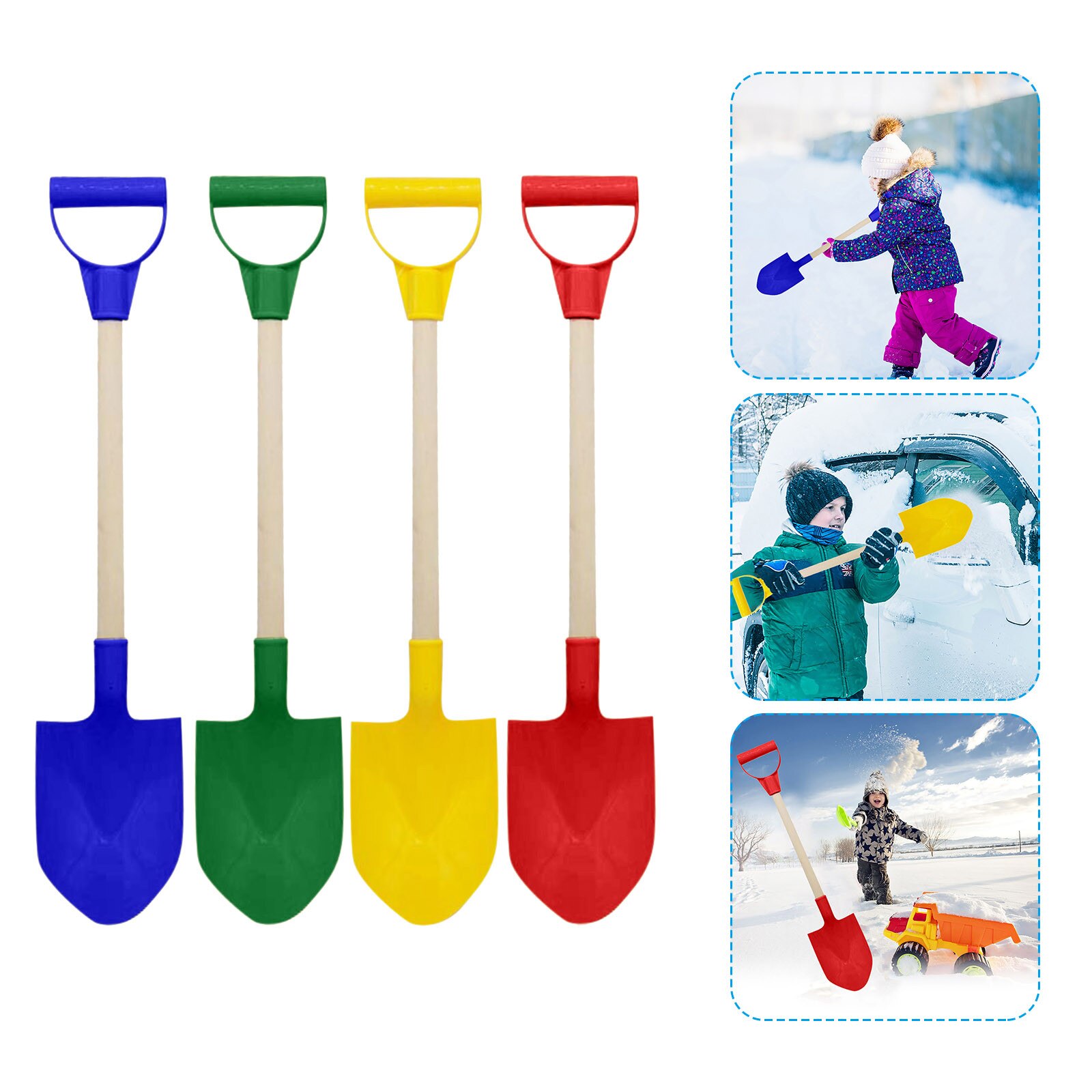 Kinderen Sneeuw Schop Kinderen Strand Schop Met Houten Steel Handvat Huishouden Multifunctionele Licht Gewicht Tool Schop