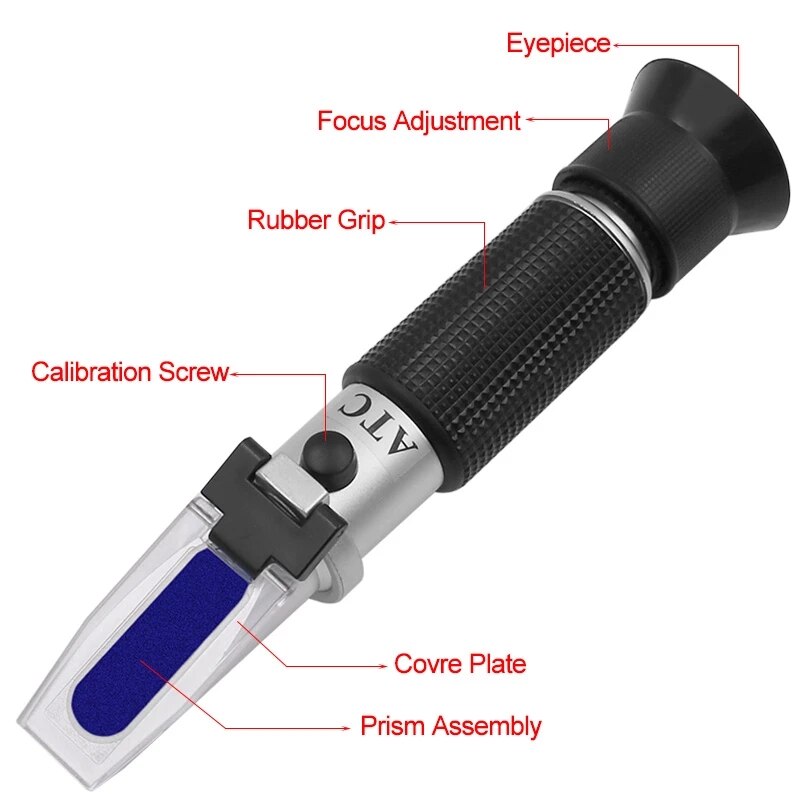 Handheld Honey Sugar Brix Refractometer Saccharometer Measuring 0-32% refratometro ATC Fruit Sugar Meter With The Retail Box