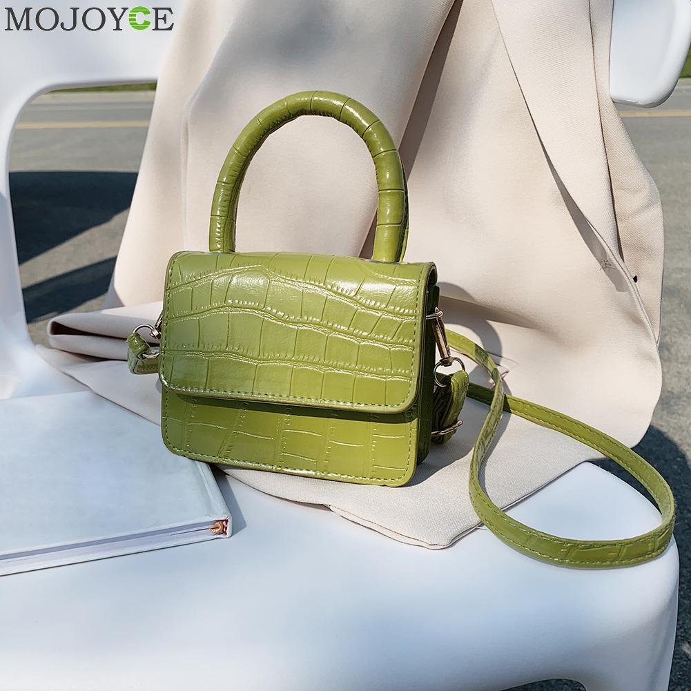 PU Leather Mini Shoulder Handbags Lady Stone Pattern Casual Pure Color Flap Tote Messenger Bags Women Pure Color Flap